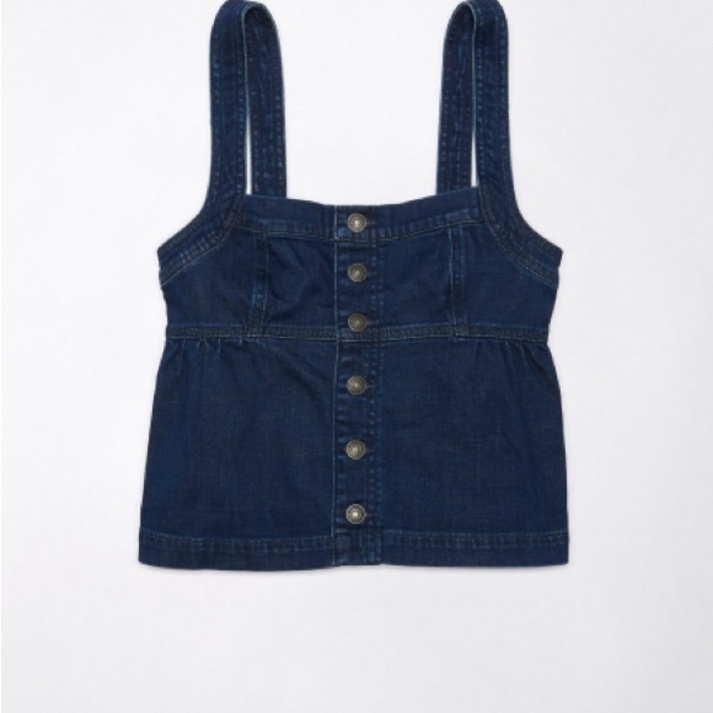 AE SLEEVELESS DENIM BABYDOLL TOP